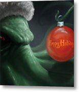 Cthulhu Claus - Happy Holidays Metal Print