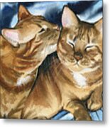 Cupcake And Buttercup - Ginger Cat Painting Metal Print