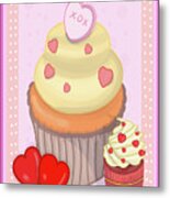 Cupcakes With Hearts Metal Print