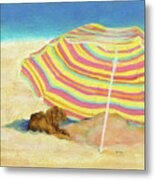 Cute Dog Relaxing At The Beach Metal Print