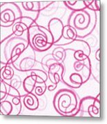 Cute Pink Mesmerizing Doodles Watercolor Organic Whimsical Lines And Swirls Ii Metal Print