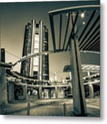 Dallas Uptown Station At Dawn In Sepia Metal Print