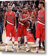 Damian Lillard, C.j. Mccollum, And Allen Crabbe Metal Print