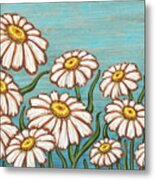 Dancing Daisy Daydreams In Parrot Blue Skies Metal Print