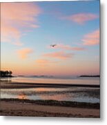 Dane Street Beach In Beverly Ma Morning Light Red Clouds Metal Print