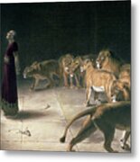 Daniel In The Lions Den By Briton Riviere, Oil On Canvas Metal Print