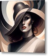 Dark Elements Woman With Hat Portrait 3 Metal Print