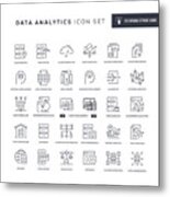 Data Analytics Editable Stroke Line Icons Metal Print