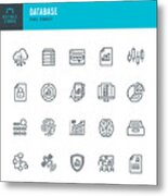 Database - Thin Line Vector Icon Set. Pixel Perfect. Editable Stroke. The Set Contains Icons: Big Data, Biometric Data, Analyzing, Diagram, Personal Data, Cloud Computing, Archive, Stock Market Data, Brain. Metal Print
