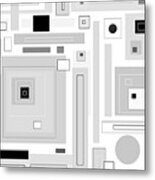 Day Four - White And Black Geometric Abstract Metal Print