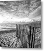 Daybreak On The Dunes Black And White In Square Metal Print