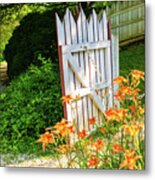 Daylilies At The Gate Metal Print