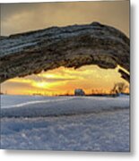 Deadwood Arch And Abandoned Farmstead At Sunrise In Nd Metal Print