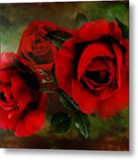 Deep Red Rose Trio Metal Print