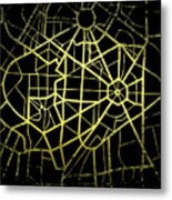 Delhi Map In Gold And Black Metal Print