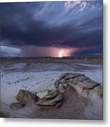 Desert Storm With Lightning Metal Print