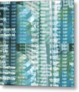 Destination Board Information At Airport, Overlaid Onto Four Globes Metal Print