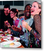 Dinner Guests Playing With Streamers Metal Print