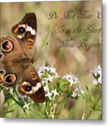 Do Not Fear Change Butterfly Quote Metal Print