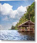 Dockhouse Under The Palms Painting Metal Print