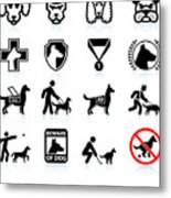 Dog Breeds Black And White Royalty Free Vector Icon Set Metal Print