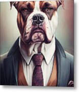 Dog In Suit Watercolor Hipster Animal Retro Costume Metal Print