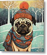 Dougie The Pug In Winter Metal Print