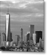 Downtown Manhattan Black And White Nyc Metal Print