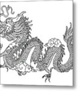 Dragon Line Art Metal Print