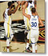 Draymond Green, Stephen Curry, And Kevin Durant Metal Print