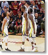 Draymond Green, Stephen Curry, And Kevin Durant Metal Print