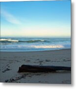 Driftwood On The Beach At Sunrise Metal Print