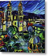 Durango Mexico Miniature Oil Painting Abstract Cityscape On 3d Canvas Metal Print