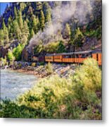 Durango Mountain Train Along The Colorado Animas River Metal Print