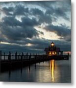 Early Morning Over Roanoke Marshes Lighthouse Metal Print