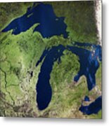 Great Lakes From Space, 1980 Metal Print