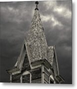 East Norway Lutheran Church Steeple - Abandoned Church In Nelson County Nd Metal Print