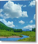 Winding Mountain River, East River At Crested Butte Metal Print