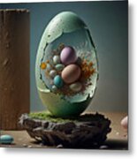Egg-ceptional Balance, Photorealistic Easter Egg Art In Perfect Harmony Metal Print