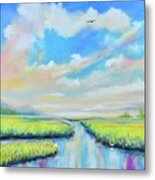 Egrets Marsh Metal Print