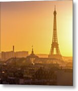 Eiffel Tower And Grand Palais At Sunset Metal Print