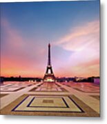 Eiffel Tower At Dawn From Trodadero - Paris Metal Print