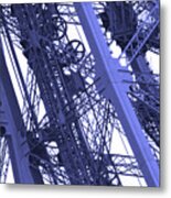 Eiffel Tower Workings - Blue Metal Print