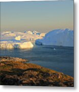 Elevated View At Huge Icebergs In The Icefjord At Late Afternoon Metal Print
