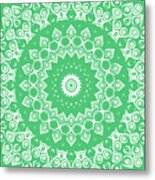 Emerald Green Mandala Kaleidoscope Medallion Flower Metal Print