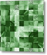 Emerald Green Watercolor Squares Art Mosaic Quilt Metal Print