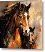 Equine Love - Mare And Foal Art Metal Print