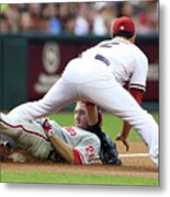 Eric Chavez And Chase Utley Metal Print