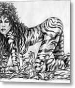 Erotic Tiger Girl By Spano Metal Print