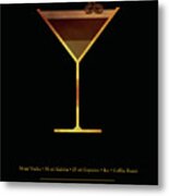 Espresso Martini Cocktail - Classic Cocktail Print - Black And Gold - Modern, Minimal Lounge Art Metal Print